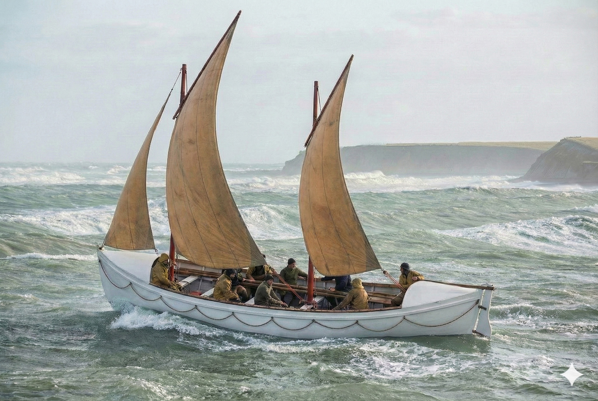 AI recreation of the Alexandra under sail off Timaru coast