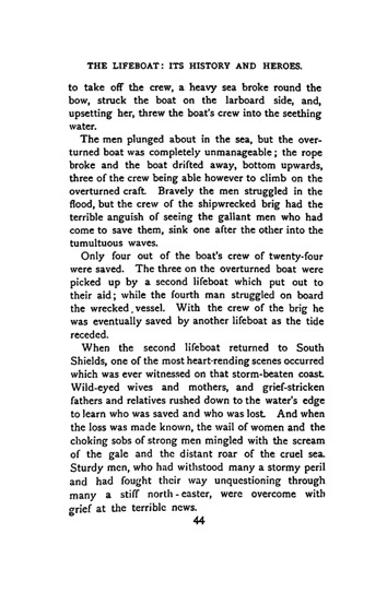 Historical text describing the 1849 South Shields lifeboat disaster