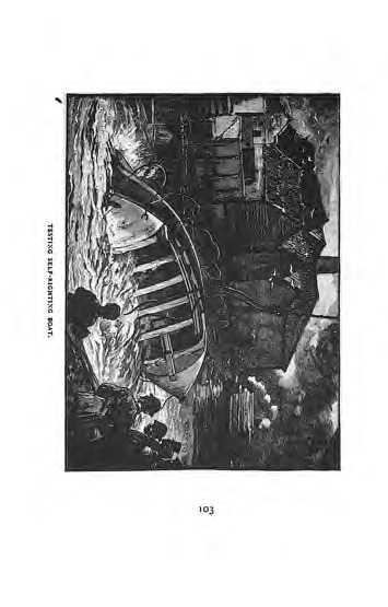 Historical photograph of lifeboat construction shed showing boats in various stages of building