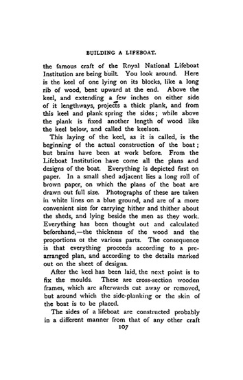 Text describing the laying of the keel and initial construction