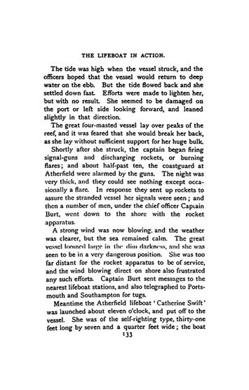 Text describing lifeboat rescue operations